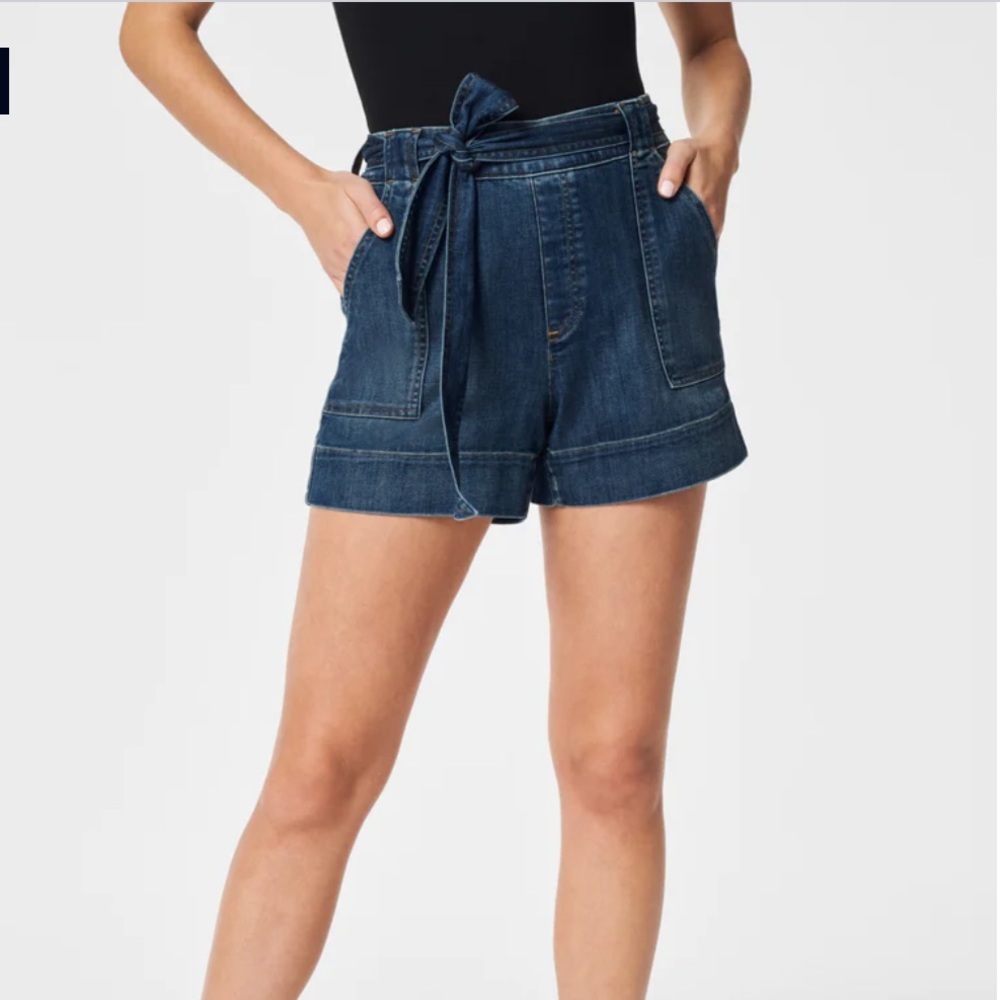 SPANX Tie-Waist Summer Denim Shorts - Picture 3 of 8